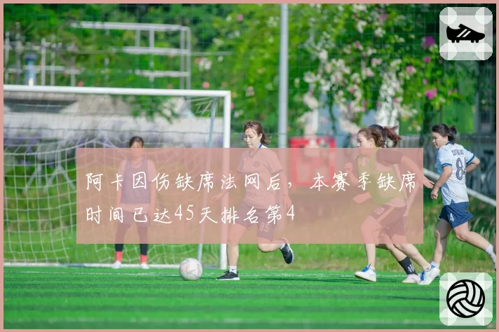 阿卡因伤缺席法网后，本赛季缺席时间已达45天排名第4